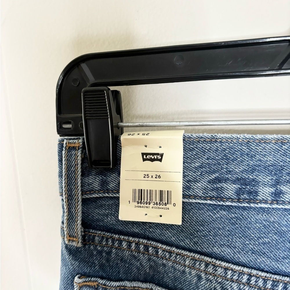 Levi's medium dark wash wedgie straight jeans raw hem size 25 new - Picture 5 of 6